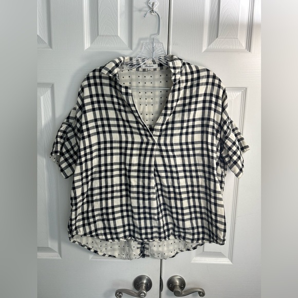 Madewell Courier Button Back Blouse Double Faced Plaid Womens Small - Picture 3 of 7